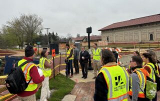 Oberlin students at a tour of their new energy system