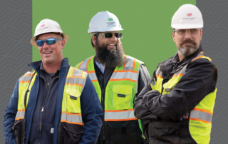 Three Ever-Green employees in hardhats