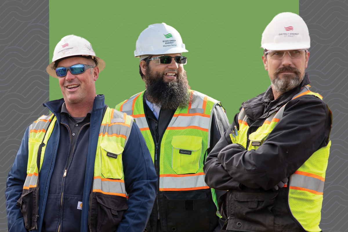 Three Ever-Green employees in hardhats