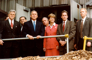 Former President George W. Bush with Ever-Green Energy leaders at District Energy St. Paul